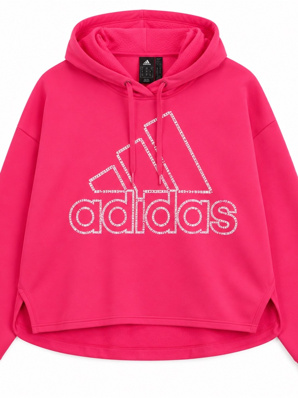 Adidas Hot Pink Cropped 3 Stripe Life Hoodie Small
